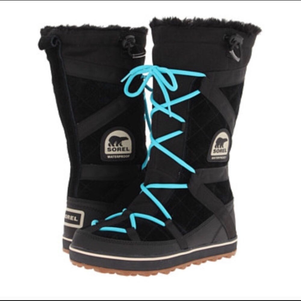 SOREL Black glacy explorer boots snow winter 10